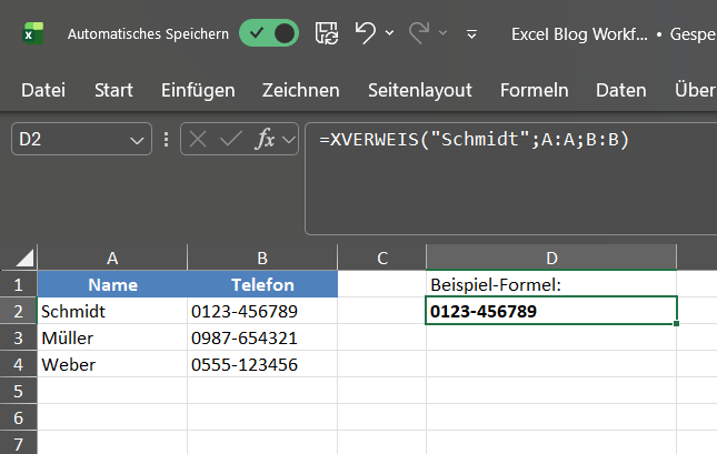XVerweis einfaches Beispiel